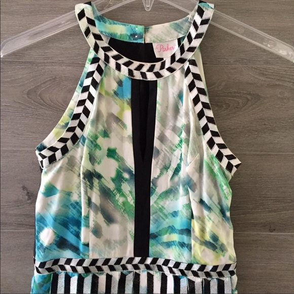 Parker High Neck Chevron Pleat Dress - Picture 2 of 6